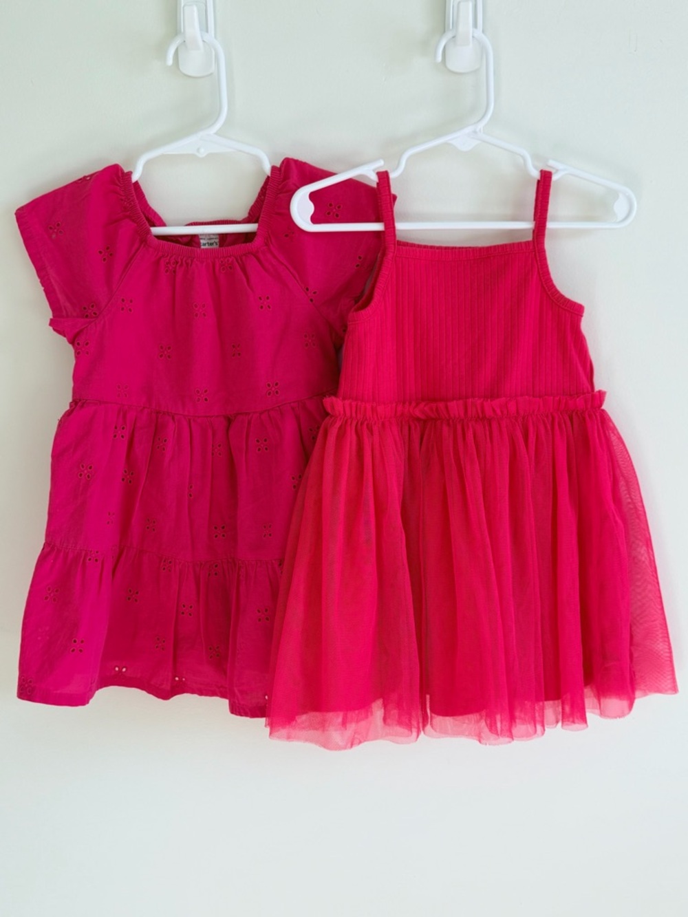 2T Bright Pink Girls' Tiered & Tulle Dresses - 2-Pack